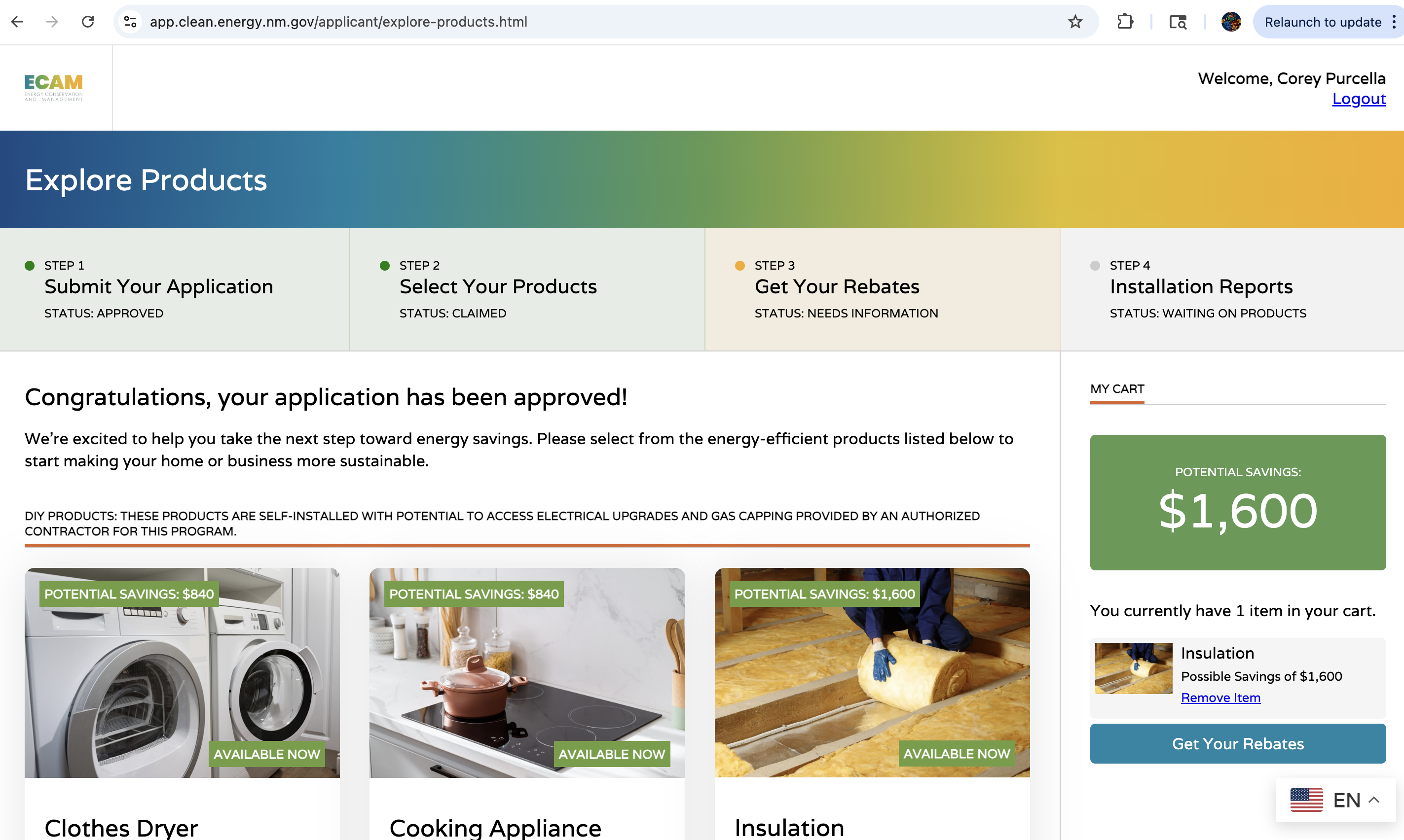 New Mexico energy conservation and management platform resident application and eligibility workflow